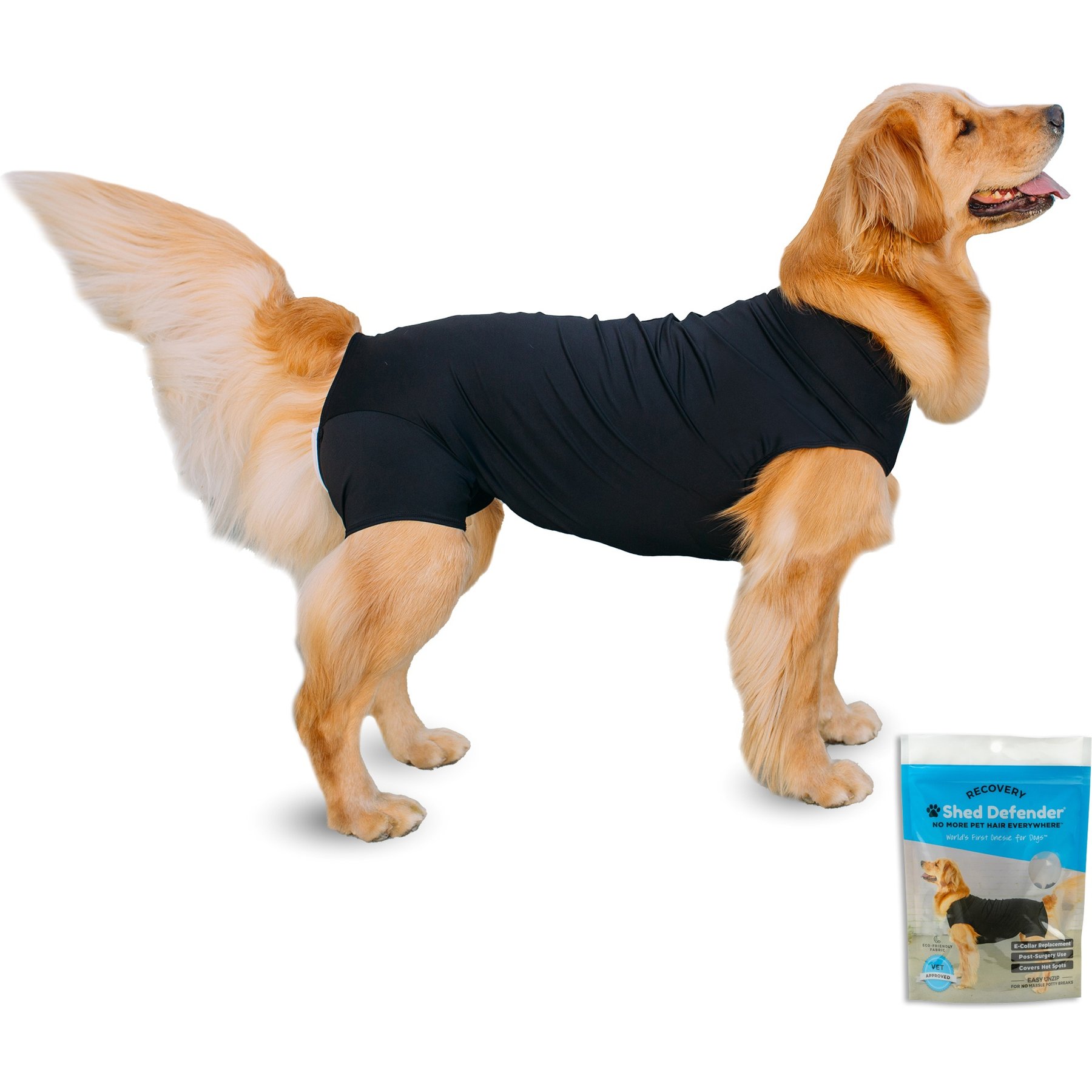 Shed Defender Recovery Dog Onesie, Black, X-Large
