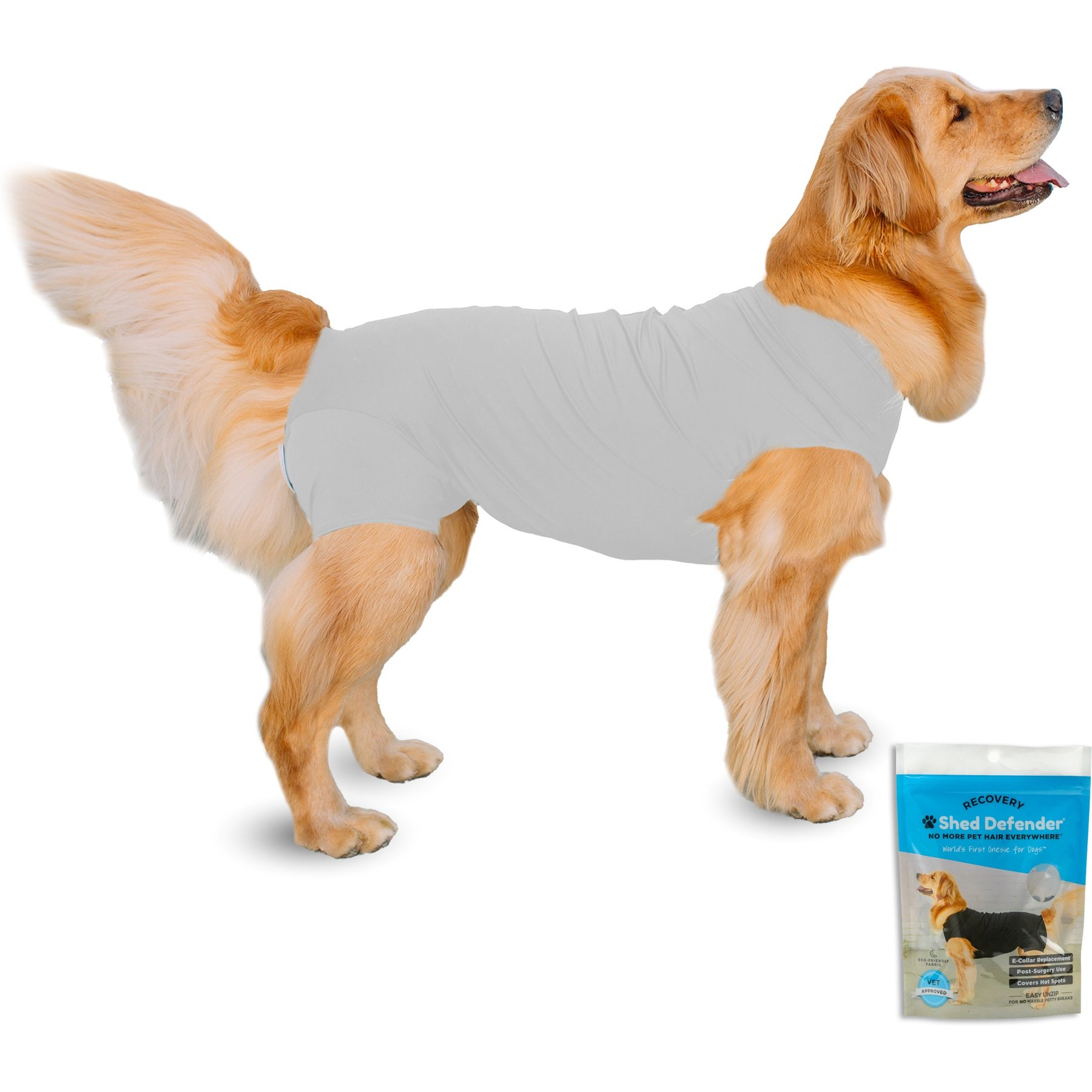 Shed Defender Recovery Dog Onesie, Heather Grey, XX-Large