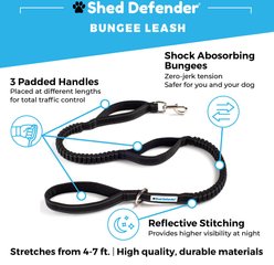 Shed Defender Three Handle Bungee Reflective Dog Leash, Hot Pink, 4 to 7-ft long, 1-in wide slide 2 of 5