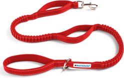 Shed Defender Three Handle Bungee Reflective Dog Leash, Red, 4 to 7-ft long, 1-in wide