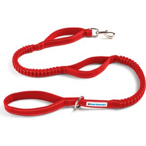 Shed Defender Three Handle Bungee Reflective Dog Leash, Red, 4 to 7-ft long, 1-in wide