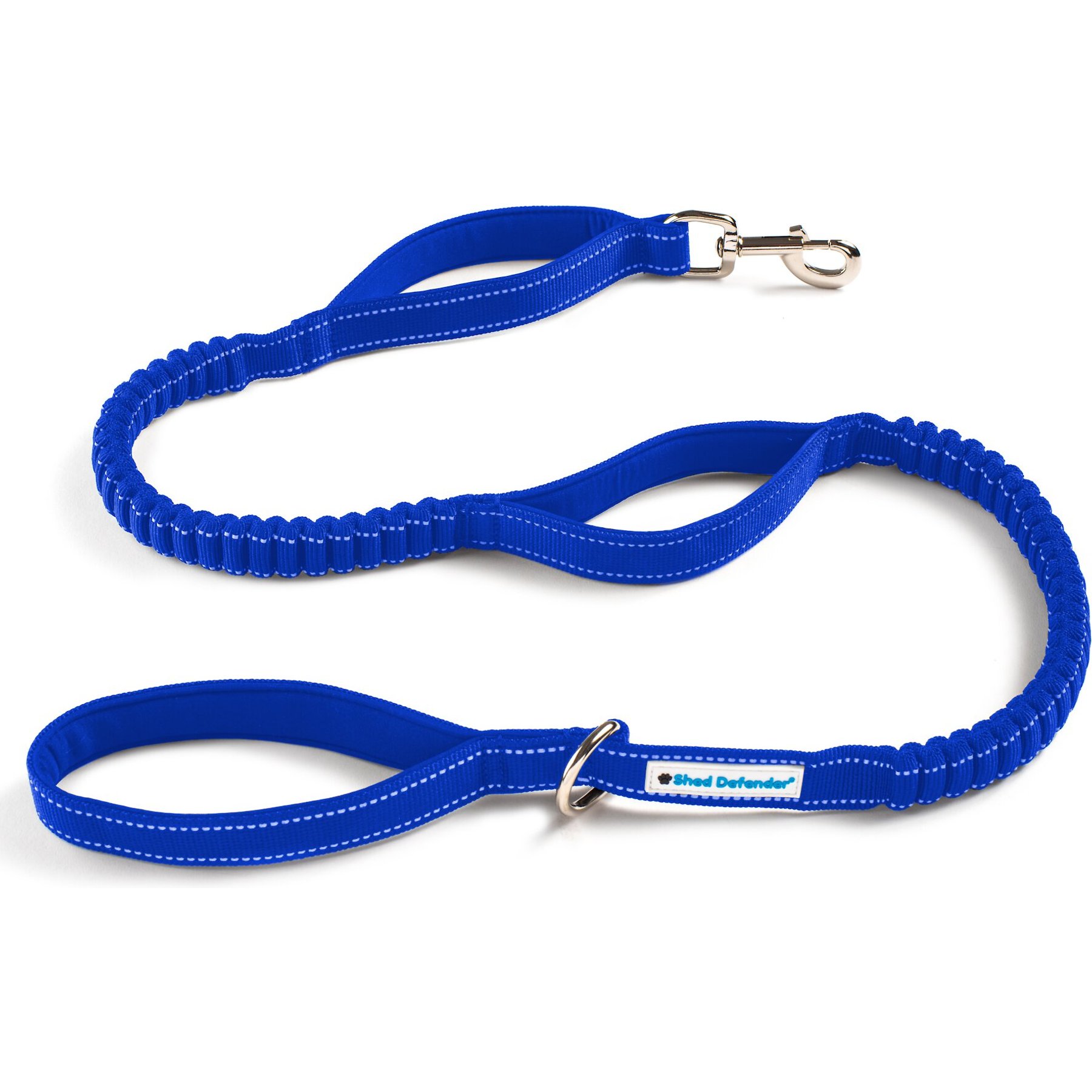 Shed Defender Three Handle Bungee Reflective Dog Leash, Royal Blue, 4 to 7-ft long, 1-in wide