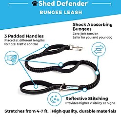 Shed Defender Three Handle Bungee Reflective Dog Leash, Royal Blue, 4 to 7-ft long, 1-in wide slide 2 of 2