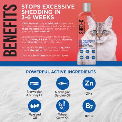 Show full view: Shed-X Dermaplex Shed Control Nutritional Supplement for Cats, 8-fl oz bottle slide 4 of 10