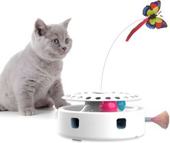 Shele 3 in 1 Smart Interactive Ball Cat Toy, White, Small