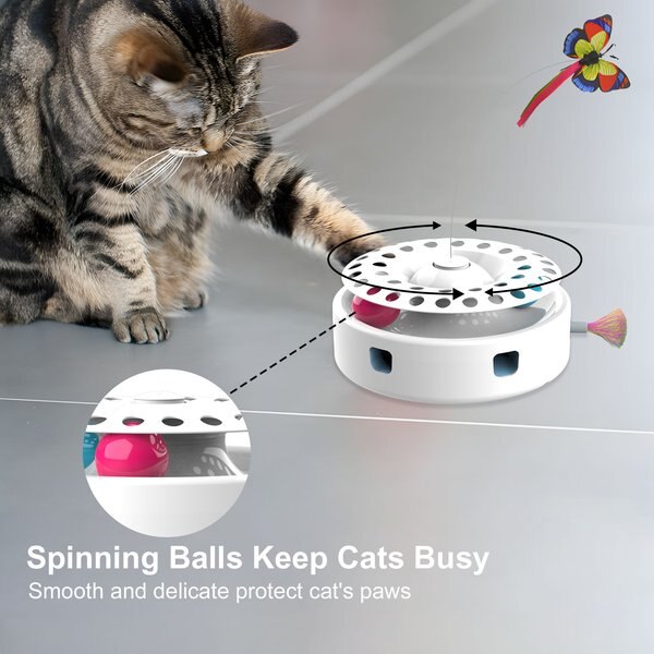 Shele 3 in 1 Smart Interactive Ball Cat Toy, White, Small