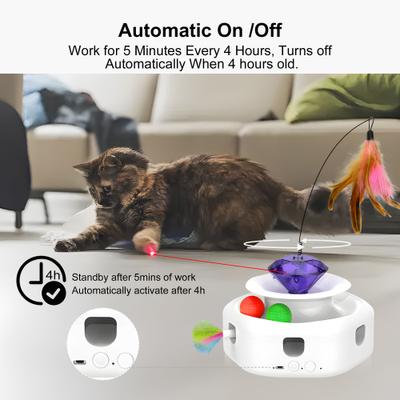 Show full view: Shele Play Purrfect 4 in 1 Interactive Rotating Wand Cat Toy, White, Small slide 7 of 10