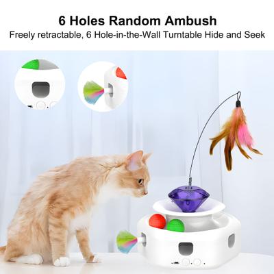 Show full view: Shele Play Purrfect 4 in 1 Interactive Rotating Wand Cat Toy, White, Small slide 4 of 10