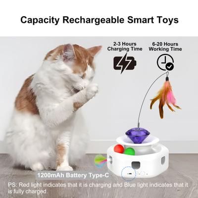 Show full view: Shele Play Purrfect 4 in 1 Interactive Rotating Wand Cat Toy, White, Small slide 8 of 10