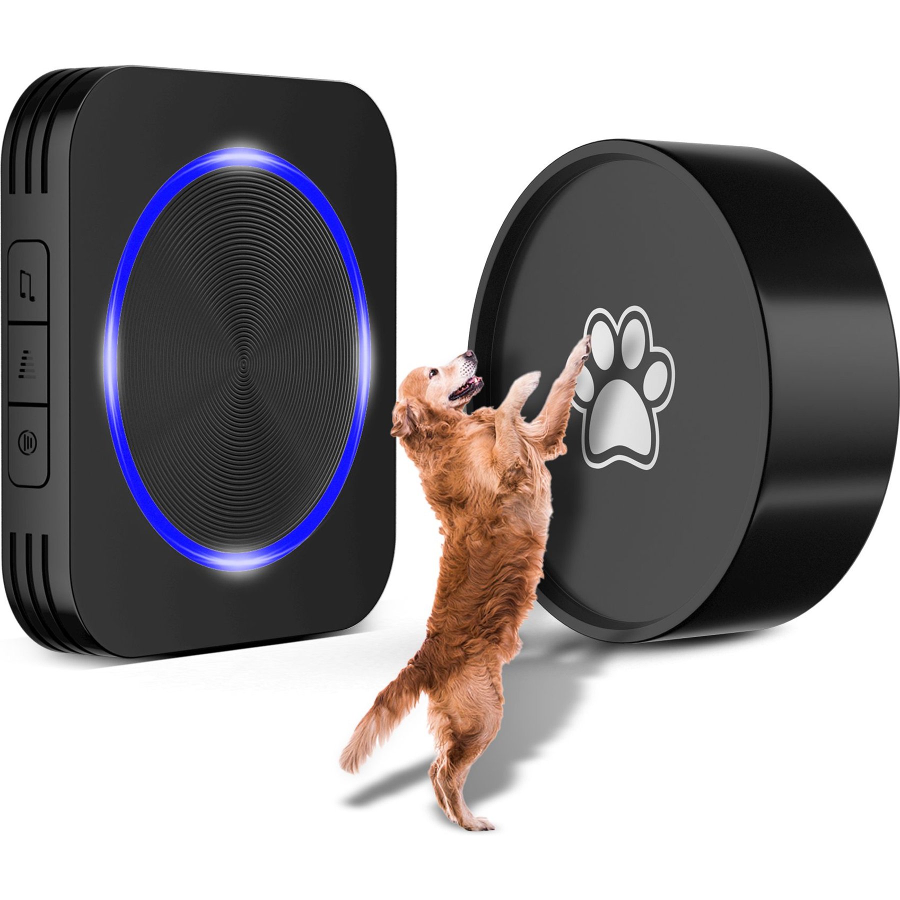 Bueteka Potty Communication Doorbell with Super-Light Press Button Dog Doorbell, Black