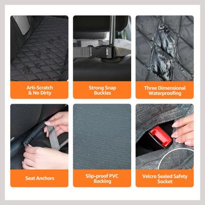 Show full view: Shele Quilted Water Resistant Hammock Dog & Cat Car Seat Cover, Black slide 3 of 7