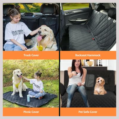 Show full view: Shele Quilted Water Resistant Hammock Dog & Cat Car Seat Cover, Black slide 4 of 7