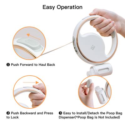 Show full view: Shele Retractable Anti-Slip Handle & LED Light Nylon Telescopic Luminous Dog Leash, White, 10-ft long, .4-in W slide 2 of 9