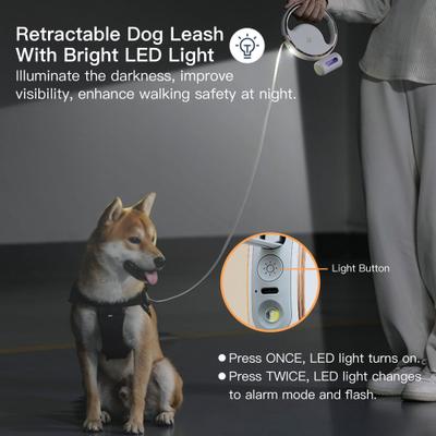 Show full view: Shele Retractable Anti-Slip Handle & LED Light Nylon Telescopic Luminous Dog Leash, White, 10-ft long, .4-in W slide 6 of 9