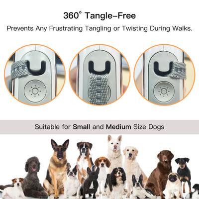 Show full view: Shele Retractable Anti-Slip Handle & LED Light Nylon Telescopic Luminous Dog Leash, White, 10-ft long, .4-in W slide 7 of 9