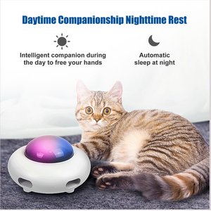 Shele UFO Interactive Cat Toy, White, Small