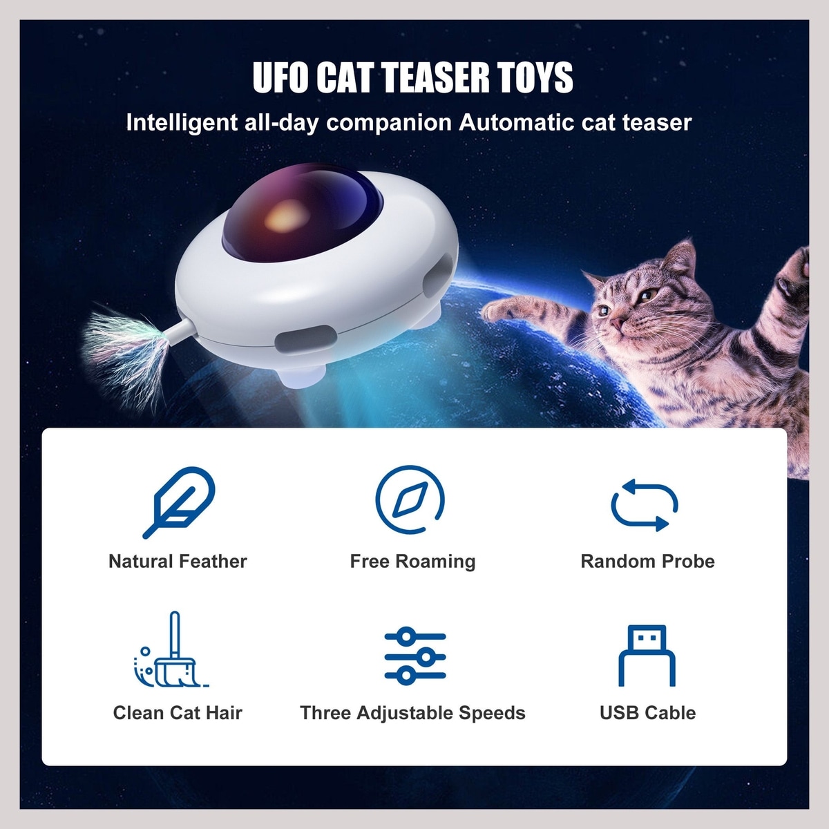 SHELE UFO Interactive Cat Toy, White, Small - Chewy.com