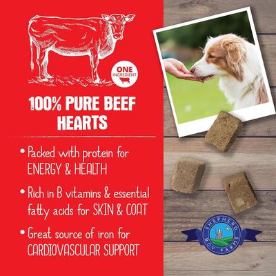 Show full view: Shepherd Boy Farms Beef Hearts Freeze-Dried Dog & Cat Treats, 3-oz bag slide 4 of 8
