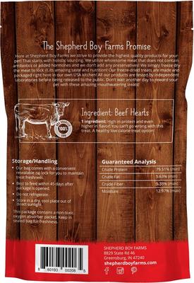 Show full view: Shepherd Boy Farms Beef Hearts Freeze-Dried Dog & Cat Treats, 3-oz bag slide 3 of 8