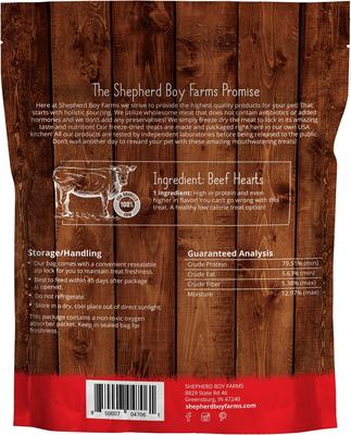 Show full view: Shepherd Boy Farms Beef Hearts Freeze-Dried Dog & Cat Treats, 8-oz bag slide 3 of 8