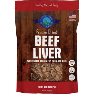Shepherd Boy Farms Beef Liver Freeze-Dried Dog & Cat Treats, 3-oz bag