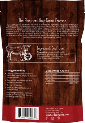 Show full view: Shepherd Boy Farms Beef Liver Freeze-Dried Dog & Cat Treats, 3-oz bag slide 3 of 8