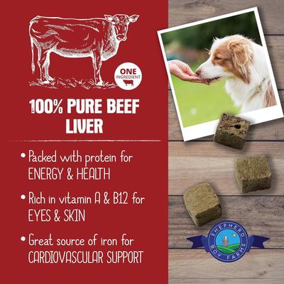 Show full view: Shepherd Boy Farms Beef Liver Freeze-Dried Dog & Cat Treats, 8-oz bag slide 4 of 8