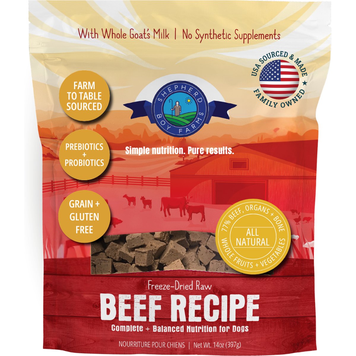 Shepherd Boy Farms Beef Recipe Freeze-Dried Dog Food, 14-oz bag