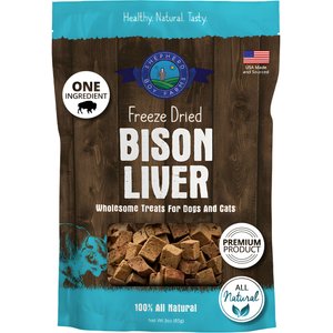 Shepherd Boy Farms Bison Liver Freeze-Dried Dog & Cat Treats, 3-oz bag