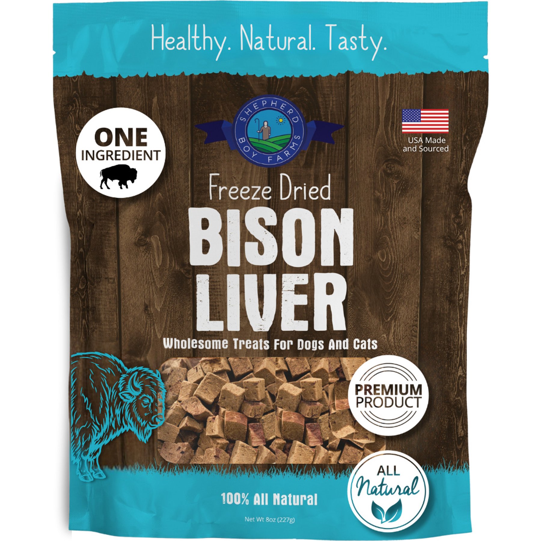 Shepherd Boy Farms Bison Liver Freeze-Dried Dog & Cat Treats, 8-oz bag