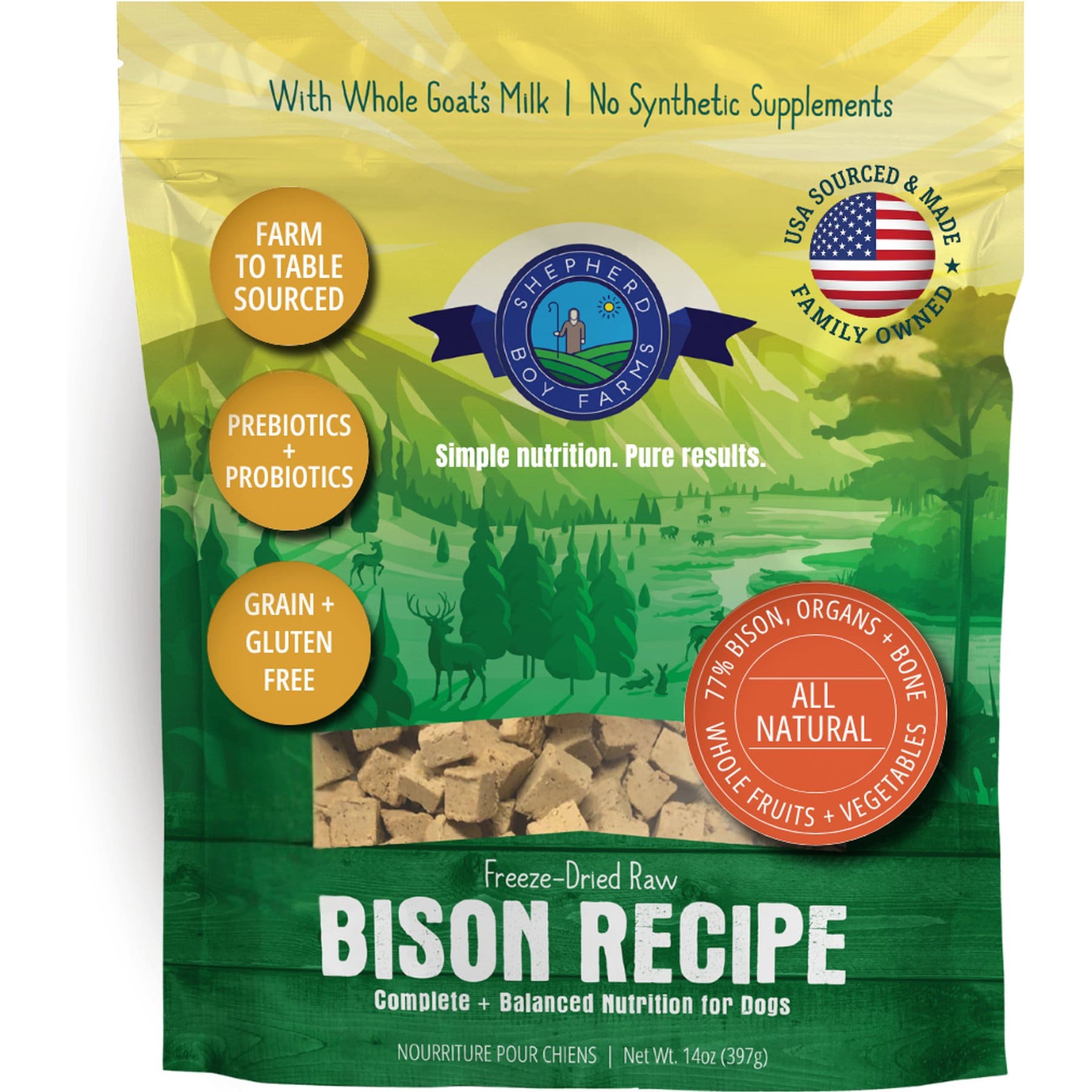 Shepherd Boy Farms Bison Recipe Freeze-Dried Dog Food, 14-oz bag