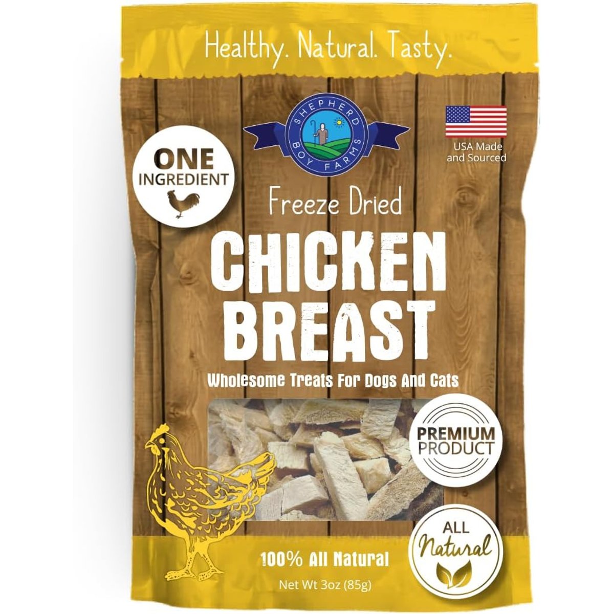 Shepherd Boy Farms Chicken Breast Freeze-Dried Dog & Cat Treats, 3-oz bag