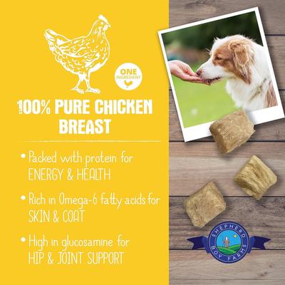 Show full view: Shepherd Boy Farms Chicken Breast Freeze-Dried Dog & Cat Treats, 3-oz bag slide 4 of 8