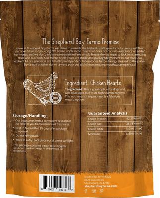 Show full view: Shepherd Boy Farms Chicken Hearts Freeze-Dried Dog & Cat Treats, 8-oz bag slide 3 of 8