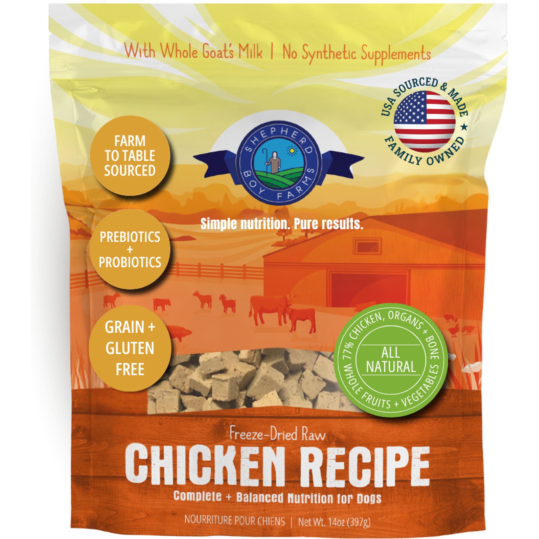 Shepherd Boy Farms Chicken Recipe Freeze-Dried Dog Food, 14-oz bag