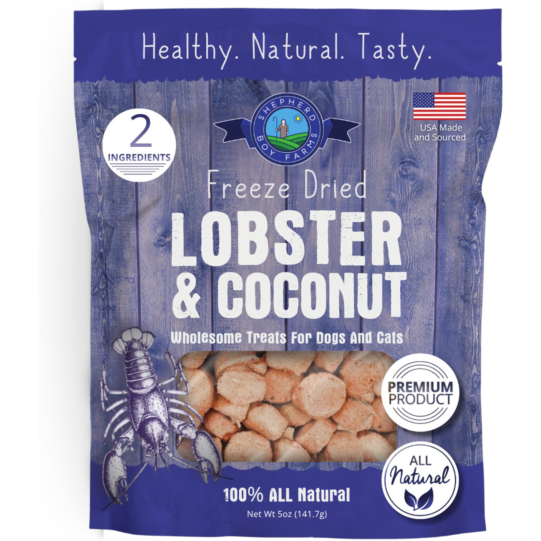 Shepherd Boy Farms Coconut & Lobster Grain-Free Freeze-Dried Dog & Cat Treats, 5-oz bag