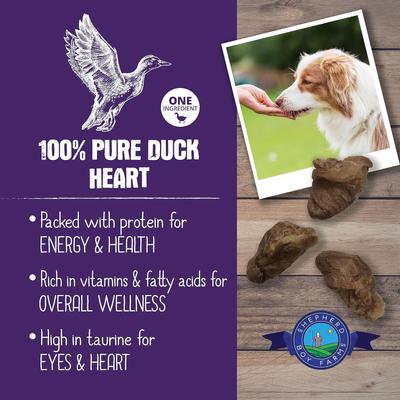 Show full view: Shepherd Boy Farms Duck Heart Freeze-Dried Dog & Cat Treats, 3-oz bag slide 4 of 8