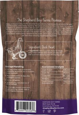 Show full view: Shepherd Boy Farms Duck Heart Freeze-Dried Dog & Cat Treats, 3-oz bag slide 3 of 8