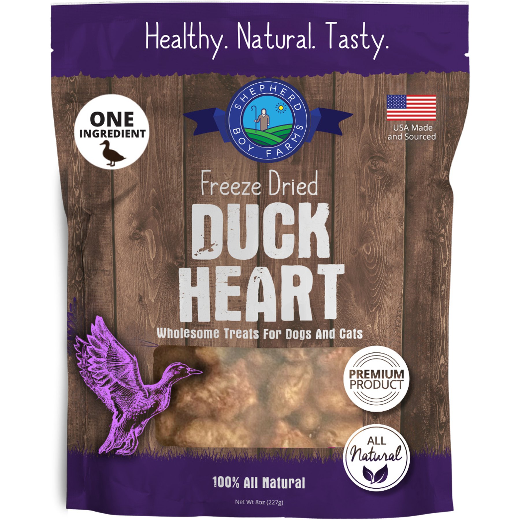 Shepherd Boy Farms Duck Heart Freeze-Dried Dog & Cat Treats, 8-oz bag