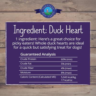 Show full view: Shepherd Boy Farms Duck Heart Freeze-Dried Dog & Cat Treats, 8-oz bag slide 7 of 8