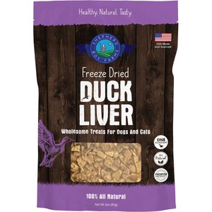 Shepherd Boy Farms Duck Liver Freeze-Dried Dog & Cat Treats, 3-oz bag