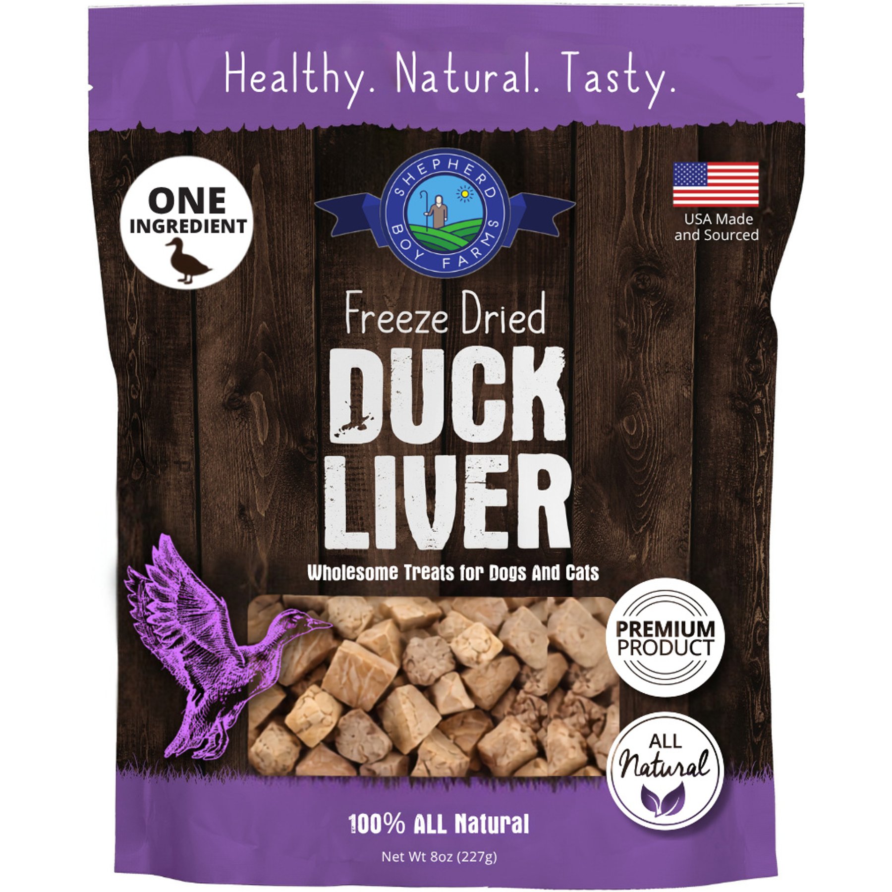 Shepherd Boy Farms Duck Liver Freeze-Dried Dog & Cat Treats, 8-oz bag