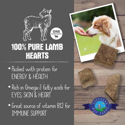 Show full view: Shepherd Boy Farms Lamb Hearts Freeze-Dried Dog & Cat Treats, 3-oz bag slide 4 of 8