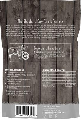 Show full view: Shepherd Boy Farms Lamb Liver Freeze-Dried Dog & Cat Treats, 3-oz bag slide 3 of 8