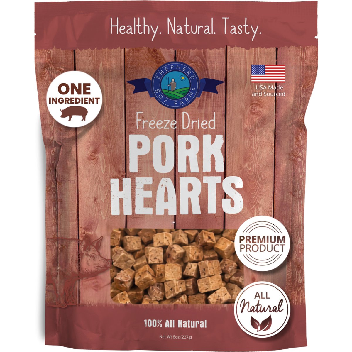 Shepherd Boy Farms Pork Hearts Freeze-Dried Dog & Cat Treats, 8-oz bag