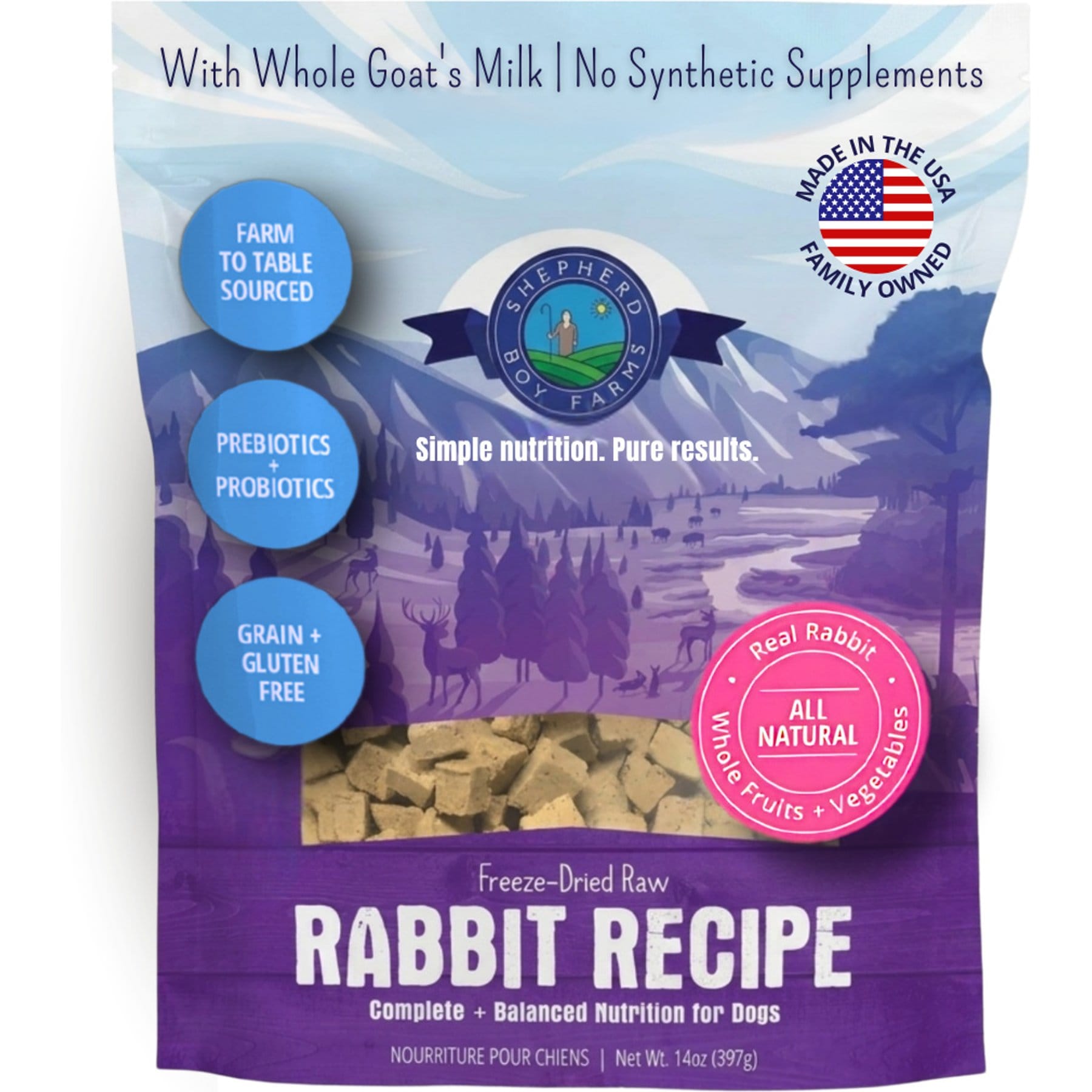 Shepherd Boy Farms Rabbit Recipe Freeze-Dried Dog Food, 14-oz bag