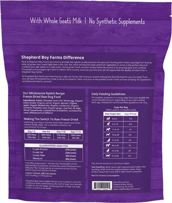 Show full view: Shepherd Boy Farms Rabbit Recipe Freeze-Dried Dog Food, 14-oz bag slide 3 of 5