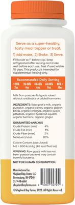 Show full view: Shepherd Boy Farms Raw Goat's Milk Golden Freeze-Dried Dog & Cat Treats, 16-oz bottle slide 3 of 11