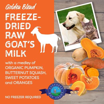 Show full view: Shepherd Boy Farms Raw Goat's Milk Golden Freeze-Dried Dog & Cat Treats, 32-oz bottle slide 5 of 11