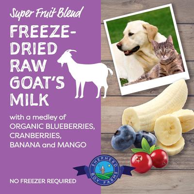 Show full view: Shepherd Boy Farms Raw Goat's Milk Super Fruit Blend Freeze-Dried Dog & Cat Treats, 16-oz bottle slide 5 of 11